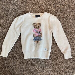 Ralph Lauren Blue Label White Sweater with Bear Motif